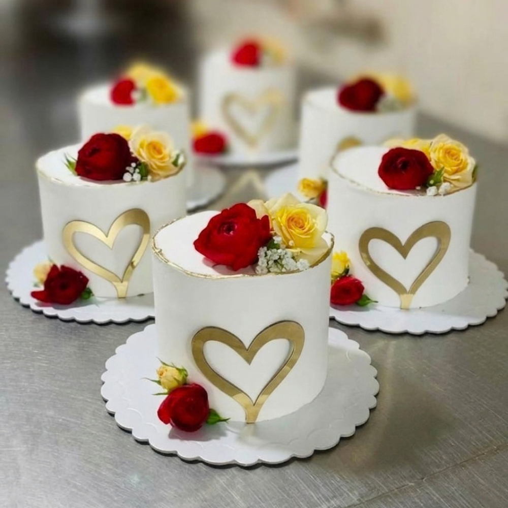Elegant White Heart Bento Cake