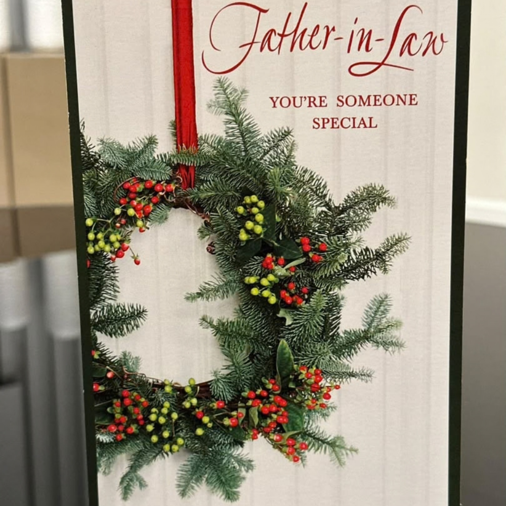 Traditional Evergreen Wreath Father-in-Law Card
