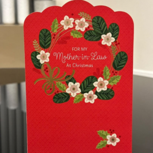 Red Floral Wreath Mother-in-Law Christmas Card