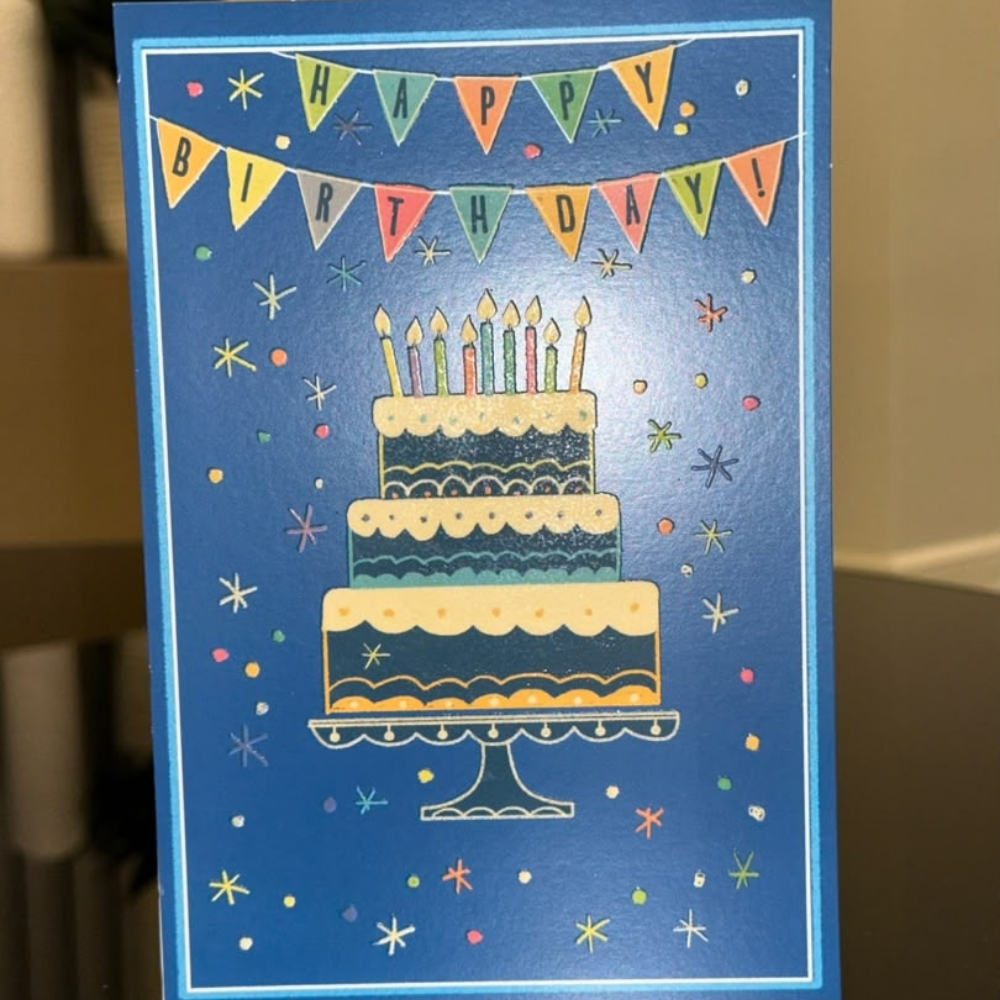 Blue Tiered Cake Birthday Card