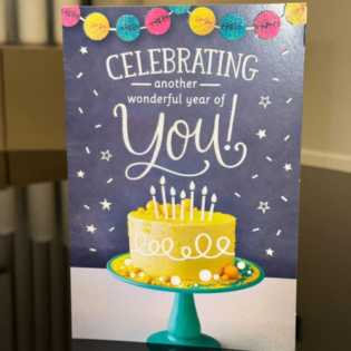 Yellow Cake and Stars Birthday Card
