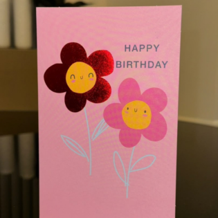 Cute Pink Floral Birthday Card