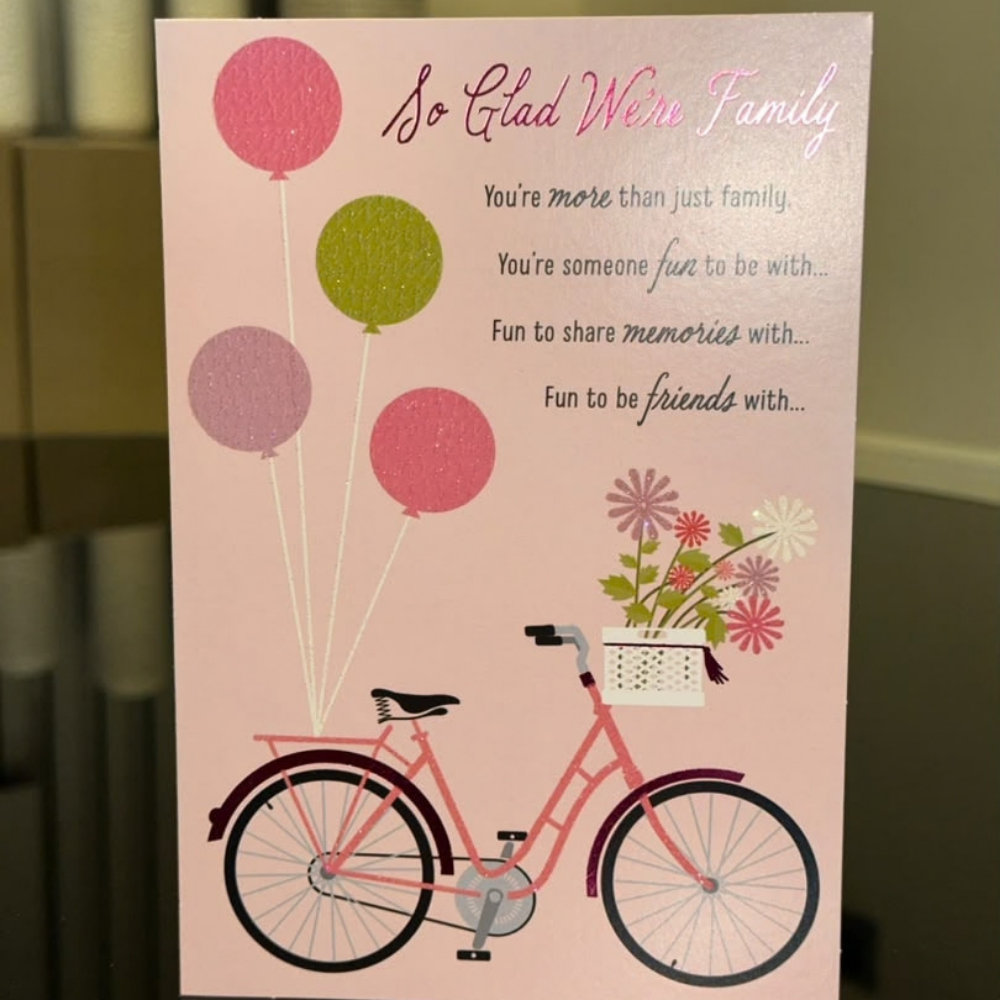 Pink Bicycle Family Card